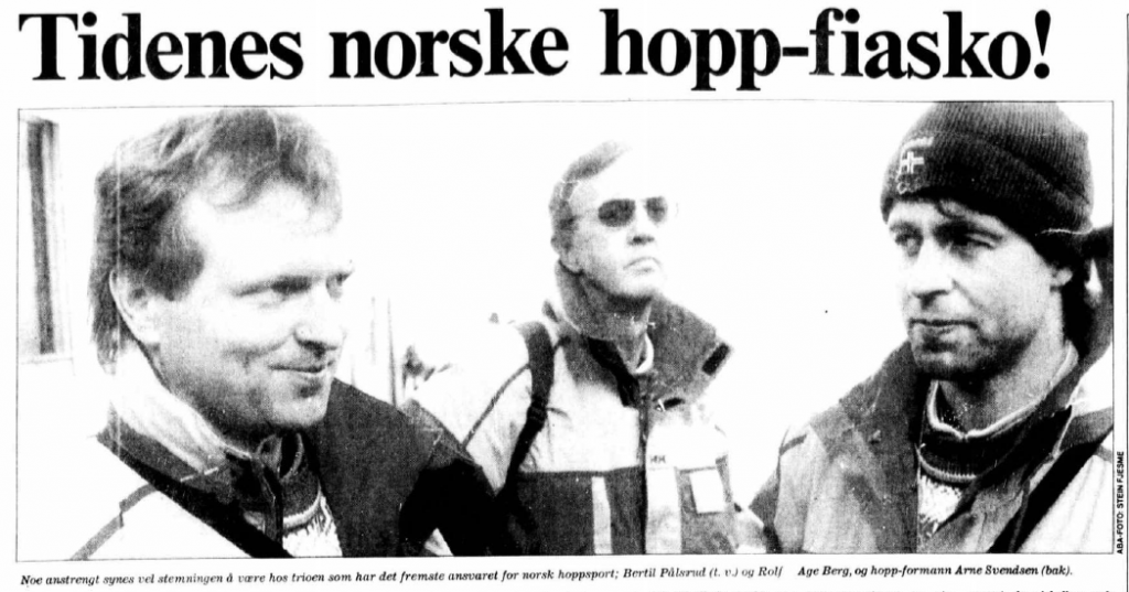 Faksimile Aftenposten 10.2.1992 – Aftenposten karakteriserer den norske innsatsen i normalbakken under OL i Albertville som «Tidenes norske hopp-fiasko!»