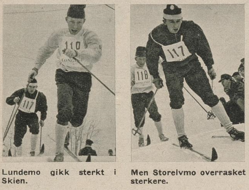 Faksimile Aktuell nr 6, 1962. Bilder av Magnar Lundemo og Alf Storelvmo under NM på ski i 1962.