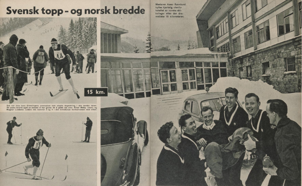 Faksimile Aktuell nr8b/1962. Oppslag fra VM 15 km i Zakopane.