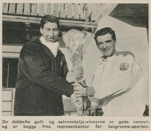 Faksimile Aktuell nr 6/1964. Klippet viser Harald Grønningen og Eero Mäntyranta.