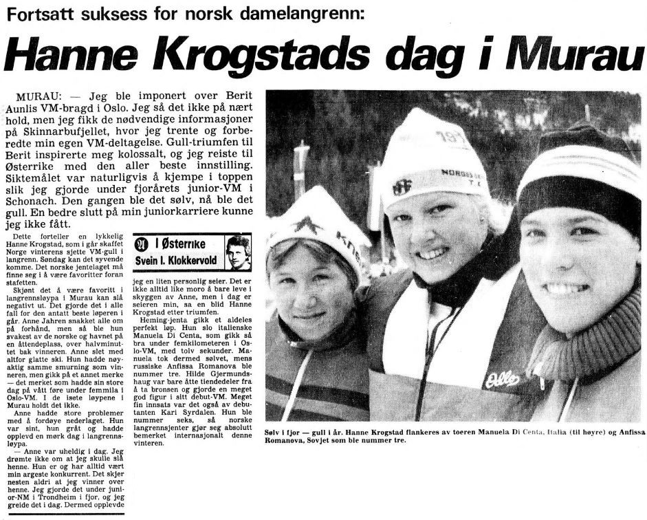 Faksimile Adresseavisen 6.3.1982 - Hanne Krogstads dag i Murau