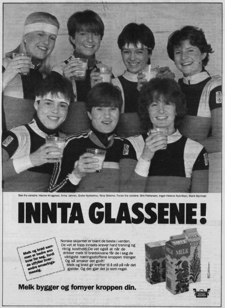Faksimile Akershus Amtstidende 9.2.1984 - "Innta glassene!" med det norske langrennslandslaget