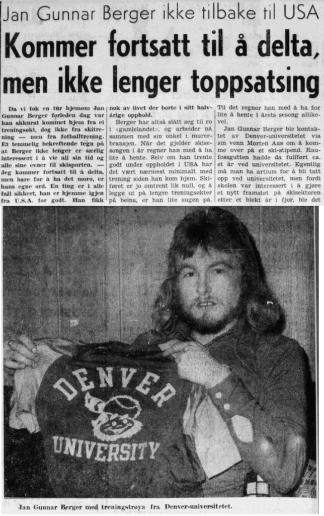 Faksimile Indre Smaalenenes Avis 16. januar 1974 - Berger drar ikke tilbake til USA og trapper ned.
