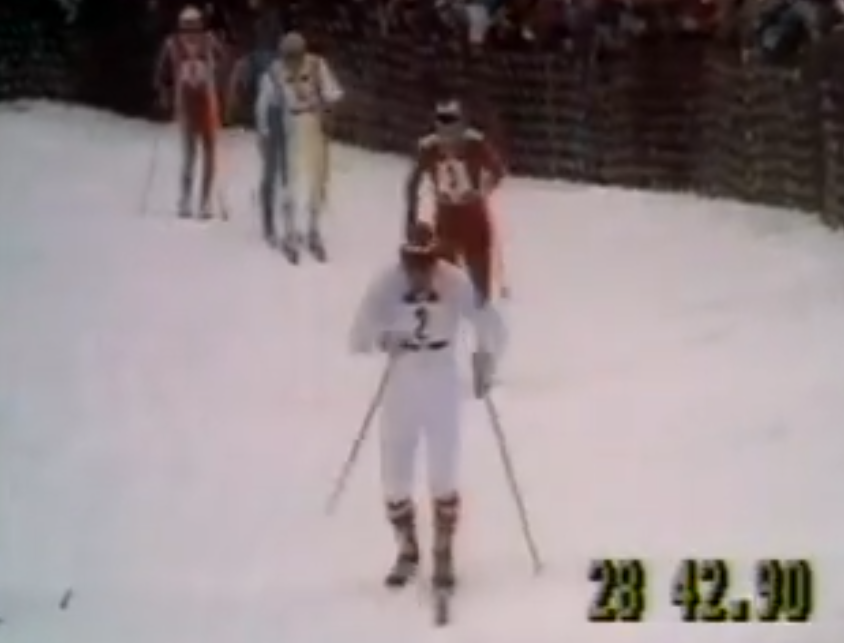 Skjermbilde fra TV-sendingen fra den dramatiske OL-stafetten i 1976.