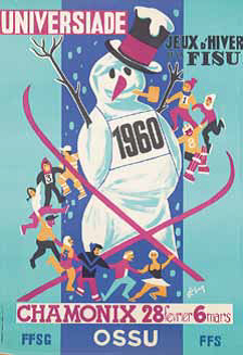 Den offisielle plakaten for den første Vinteruniversiaden i Chamonix 1960.